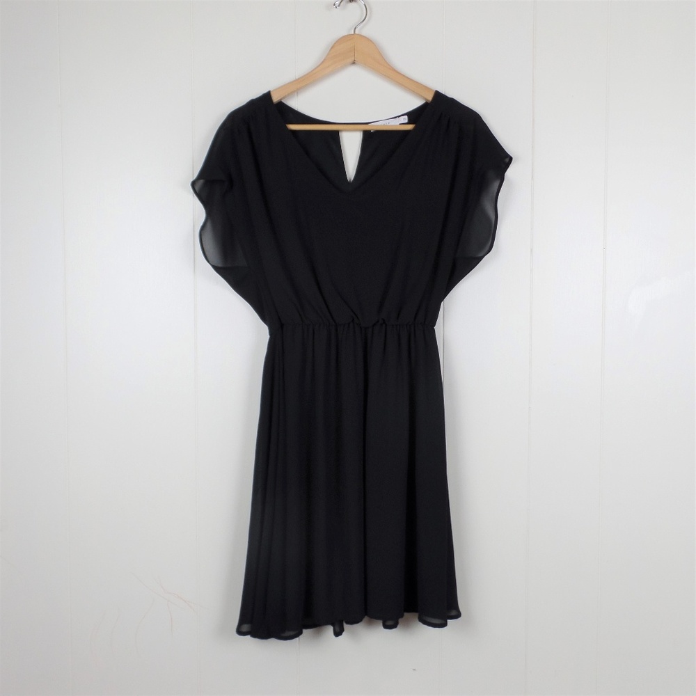 Lush chiffon short sleeve dress L